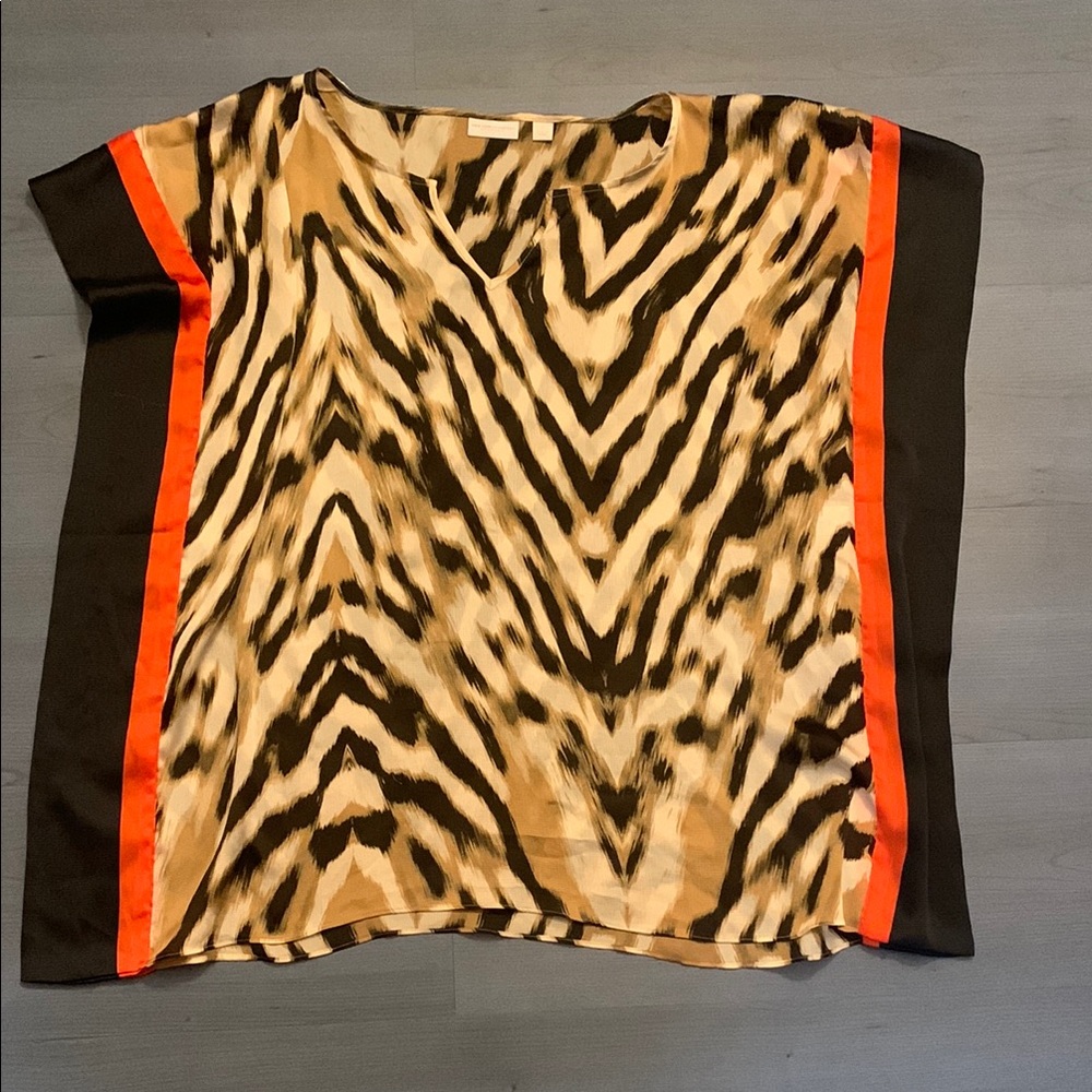Women's Zebra Print Top with Orange Accents
